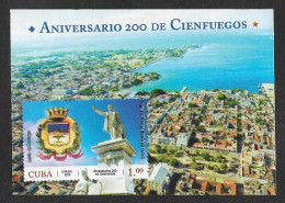 SE)2019 CUBA, 200TH ANNIVERSARY OF CINFUEGOS 1P, IMPERFORATED SS, MNH - Usados