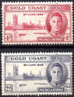 GOLD COAST/1946/MNH/SC#128-9/PEACE ISSUE / KING GEORGE VI / KGVI / PARLIAMENT BUILDING LONDON/ FULL SET - Gold Coast (...-1957)