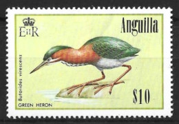 ANGUILLA ...QUEEN ELIZABETH  II..(1952-22..)...." 1985.."..BIRD...GREEN HERON......$10.......SG675....RUBBER.....MH..... - Pigeons & Columbiformes