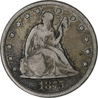 États-Unis, 20 Cents, Seated Liberty, 1875, Carson City, Argent, B+ - 2, 3 & 20 Cent