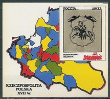 Poland SOLIDARITY (S289): Poland In The Seventeenth Century Voivodeship Wilno Vilnius Crest Map - Vignettes Solidarnosc