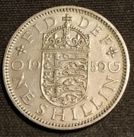 GRANDE BRETAGNE - 1 SHILLING 1959 - Elizabeth II - 1ère Effigie - Sans "BRITT:OMN:" - Blason De L'Angleterre - KM 904 - I. 1 Shilling