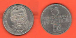Helvetia 5 Francs 1980 Ferdinand Hodler Svizzera Suisse Switzerland Schweiz - 5 Francs