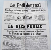 Livre - Revue - Lot De 3 Journaux D'août 1914 - Le Petit Journal - Le Matin - Le Bien Public - Other & Unclassified