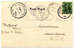 ETATS UNIS - CARTE POSTALE DE SHANGHAI POUR RIVERHEAD REEXPEDIEE A WESTPORT, 1905 - Covers & Documents