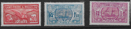 1930 Saint Pierre Et Miquelon N° 129 à 131 Nf* MLH. Goëland, Bateau De Pêche - Neufs