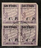 COTE D'IVOIRE - COLIS POSTAUX : N°14 En Bloc De 4 Obl (1904) 50c Lilas - Gebruikt