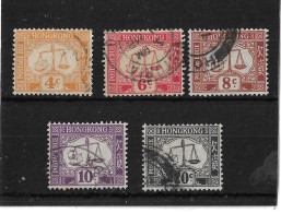 HONG KONG 1938 - 1963 POSTAGE DUES 4c, 6c, 8c, 10c, 20c SG D7, D8, D9, D10, D11 FINE USED Cat £48+ - Postage Due