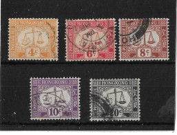 HONG KONG 1938 - 1963 POSTAGE DUES 4c, 6c, 8c, 10c, 20c SG D7, D8, D9, D10, D11 FINE USED Cat £48+ - Impuestos