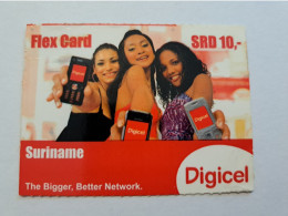 SURINAME US 10-  / DIGICEL /  UNITS GSM  PREPAID/  / 3 LADYS WITH PHONE      /    MOBILE CARD    **16298 ** - Surinam