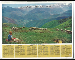 Almanach  Calendrier  P.T.T  -  La Poste -  1964 - Paturage Au Col D'aspin -  Port De Cassis - Big : 1961-70