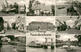 73694932 Nordenham Midgard Pier Rathaus Strassenpartien Kirche Bootshaus Weserfa - Nordenham