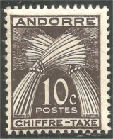 140 Andorre CHIFFRE-TAXE 10c Noir Black Gerbes Blé Wheat Sheaf MNH ** Neuf SC (ANF-301) - Unused Stamps