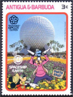 143 Antigua Barbuda Mickey Goofy Dingo Espace Epcot Space Center MNH ** Neuf SC (ABB-3b) - USA