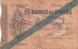 CRBL0080 BILLETE ESPAÑA GIJON 25 PESETAS 1936 BC - Sonstige & Ohne Zuordnung