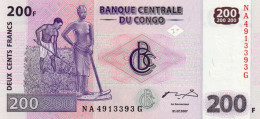 CONGO DEMOCRATIC REPUBLIC 200 FRANCS 2007 P-99a.1  UNC - République Démocratique Du Congo & Zaïre