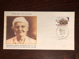 INDIA FDC COVER 2000 YEAR HOSPITAL VELLORE HEALTH MEDICINE STAMPS - Brieven En Documenten