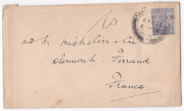 Enveloppe 1926 National Bank Of India Rangoon Pour MICHELIN Cie Clermont Ferrand France - Birmanie (...-1947)