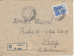 Yugoslavia Registered Cover Sent To Czechoslovakia Sarajevo 24-11-1946 Single Franked - Brieven En Documenten