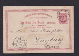 1888 - 10 Ö. Antwort-Ganzsache (P 18A) Ab Christiania Nach Würzburg - Briefe U. Dokumente