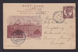 1908 - 1 P. Bild Ganzsache "Parlament House" Ab Brisbane Nach Magdeburg - Stempel "10/CTMS/T" - Lettres & Documents