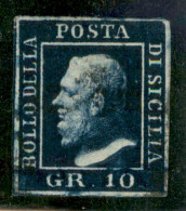 Antichi Stati Italiani - Sicilia - 1859 - 10 Grana Azzurro (12) - Buoni Margini Regolari - Usato - A.Diena - Other & Unclassified