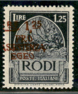 Colonie - Egeo - Occupazione Tedesca Dell'Egeo - 1943 - 1,25 Lire Pro Assistenza (124ffa/fg) Con Soprastampa Spostata (A - Autres & Non Classés