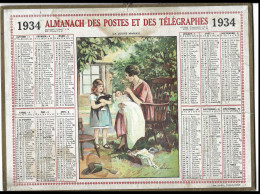 Almanach  Calendrier  P.T.T  -  La Poste -  1934  - La Jeune Maman - Formato Grande : 1921-40