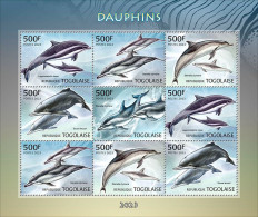 Togo 2023, Animals, Dolphins, 9val In BF - Dolphins