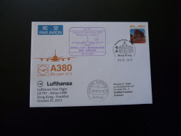 Lettre Premier Vol First Flight Cover Hong Kong Frankfurt Airbus A380 Lufthansa 2015 - Lettres & Documents