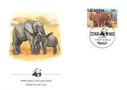 UGANDA - FDC 1983 ELEFANT WWF / 6077 - Uganda (1962-...)