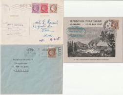 Cérès De Mazelin N° 681, 2 Carte Expos St Fargeau  + Variété + Le Creusot Seul Sur Lettre + Entier Postal Du Tarn - 1945-47 Ceres (Mazelin)