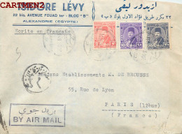 EGYPTE JUDAÏCA LETTRE ISIDORE LEVY 22 BIS AVENUE FOUAD ALEXANDRIE JUDAISME JEWISH JEW STAMP  - Storia Postale