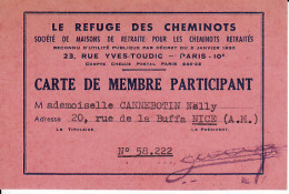 264797 Cheminot, Carte De Membre Participant  - Spoorweg