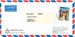 Rwanda Air Mail Cover BÖRNEFONDEN Sent To Denmark 1989 Topic Single Stamp - Gebruikt