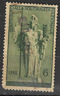 MARCA PER CONTRIBUTO SOLIDARIETA' NAZIONALE - LIRE 6 - USATO - CATALOGO UNIFICATO #2 - Revenue Stamps