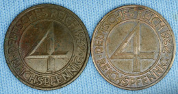 4 Reichspfennig • 1932 J + 1932 A • Deutschland - Germany Weimar • [24-209] - 4 Reichspfennig