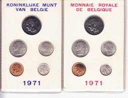 Monnaie Royale De Belgique 1971 Koninklijke Munt Van België. 2 Cartes De 5 Pièces - FDC, BU, Proofs & Presentation Cases