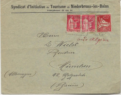 LETTRE AFFRANCHIE N° 283 X2 + ALGERIE N° 79 A -OBLITERATION DAGUIN " NIDERBRONN LES BAINS -ESTOMAC-FOIE-REINS " 1933 - Oblitérations Mécaniques (Autres)