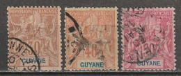 Guyane N° 38, 39, 40 - Oblitérés