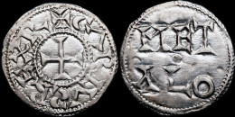 France Carolingians Poitou Charles The Simple AR Denier Melle Mint - 898-923 Charles III The Simple