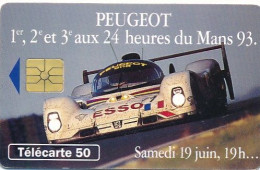 Télécarte France (07/93) Peugeot 24 H Du Mans 93 (motif, état, Unités, Etc Voir Scan) + Port - Ohne Zuordnung