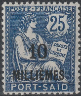 PORT-SAÏD 53a * MH Type Mouchon Teinte Bleu Foncé 1921-1923 [ColCla] - Ongebruikt