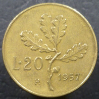 Italia - 20 Lire 1957 - Gambo Largo Del 7 - Gig. 192a - KM# 97 - 20 Lire