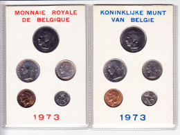 Monnaie Royale De Belgique 1973 Koninklijke Munt Van België. 2 Cartes De 5 Pièces Non Circulées - FDC, BU, BE & Muntencassettes