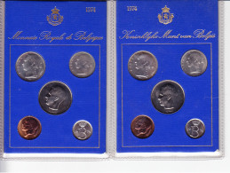 Monnaie Royale De Belgique 1974 Koninklijke Munt Van België. 2 Cartes De 5 Pièces Non Circulées - FDC, BU, Proofs & Presentation Cases