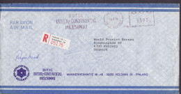 Finland Registered Label HOTEL INTER-CONTINENTAL, HELSINKI 1978 Meter Cover Brief ESBJERG Denmark - Covers & Documents