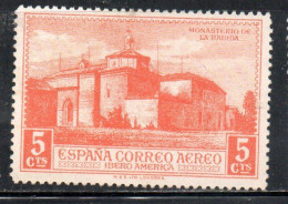 SPAIN ESPAÑA SPAGNA 1930 AIR POST MAIL AIRMAIL CHRISTOPHER COLUMBUS ISSUE LA RABYDA MONASTER  5c MLH - Neufs