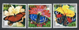 CUBA -  PAPILLONS  N°Yt 4107+4108+4109 Obli. - Gebraucht