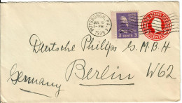 USA To Germany / Postal Stationary Entier Postal +timbre 1939 - 1921-40